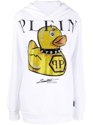 Kapučdžemperis ar apdruku Philipp Plein balts