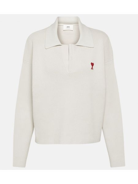 Polo en coton de motif coeur en tricot Ami Paris