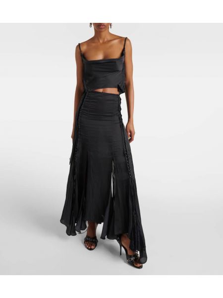 Nėriniuotas asimetriškas maksi sijonas Y Project juoda