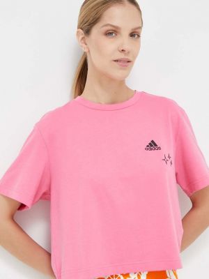 Tricou din bumbac Adidas roz