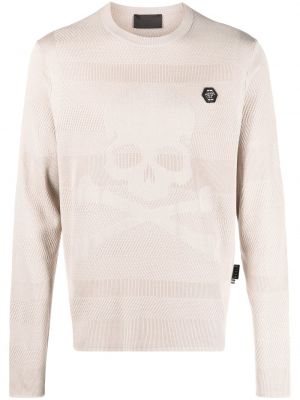 Hedvábný pulovr Philipp Plein bílý
