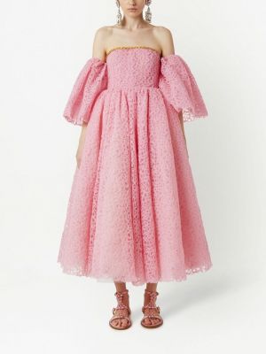 Миди рокля с дантела Giambattista Valli розово