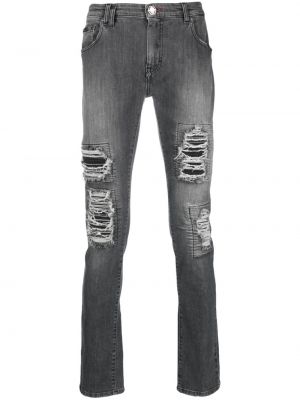 Jeans skinny slim à motif étoile Philipp Plein gris