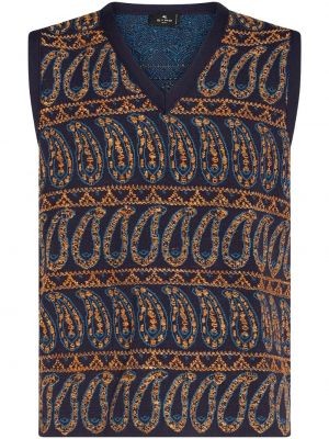 Pletený sveter bez rukávov Etro modrá