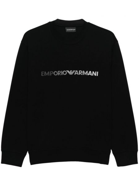 Langes sweatshirt mit stickerei Emporio Armani schwarz