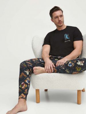Pamučna pidžama s printom Medicine crna