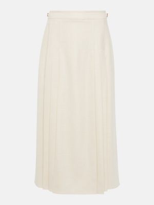 Plisované hedvábné vlněné midi sukně Gabriela Hearst bílé