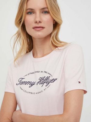 Памучна тениска Tommy Hilfiger розово