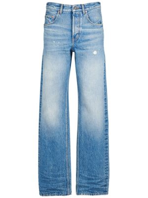 Jeans di cotone baggy Saint Laurent blu
