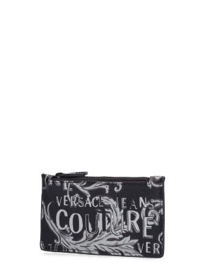 Cipzáras bőr pénztárca Versace Jeans Couture fekete