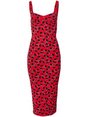 Midi haljina s printom s uzorkom srca Carolina Herrera crvena