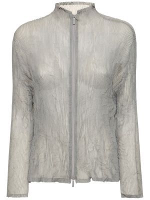 Jersey jakna z zadrgo iz šifona Issey Miyake siva