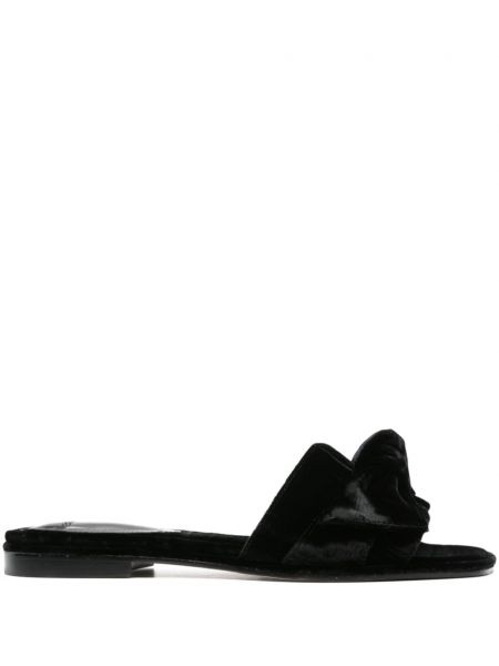 Žametne nizki čevlji iz rebrastega žameta Alexandre Birman črna