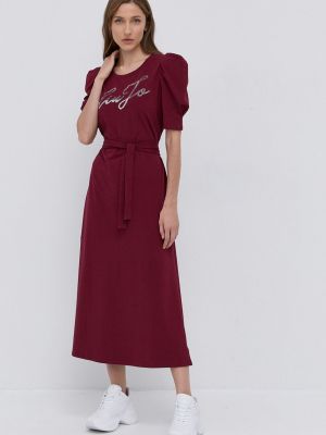 Jednobarevné midi šaty Liu Jo vínové