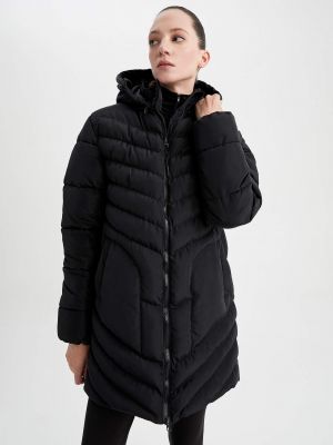 Slim fit bunda s kapucí Defacto černá