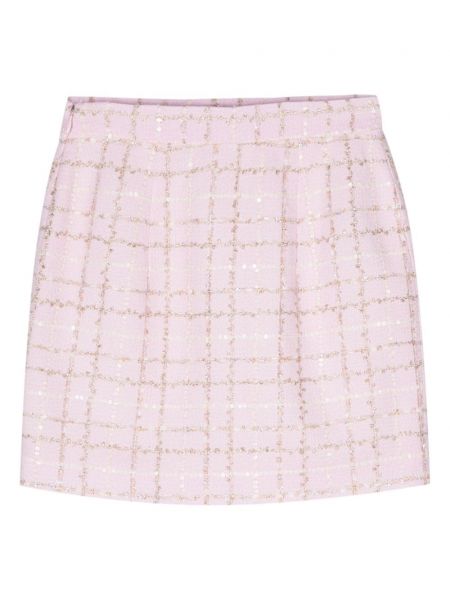 Tvídové mini sukně s flitry Alessandra Rich růžové