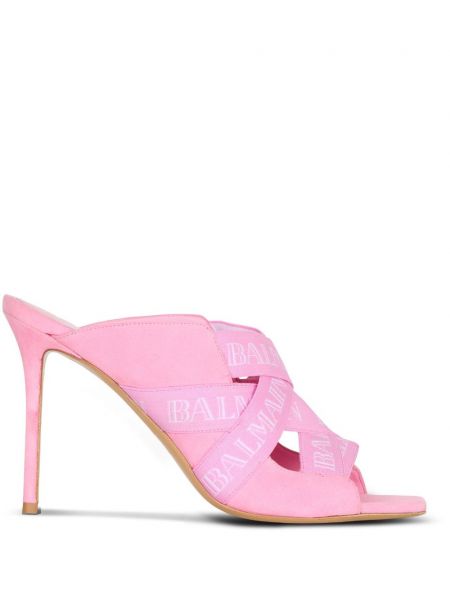 Papuci tip mules din piele Balmain roz