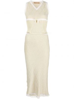 Φλοράλ μίντι φόρεμα με κέντημα argyle Cormio