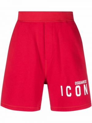 Pantaloncini sportivi con stampa Dsquared2 rosso