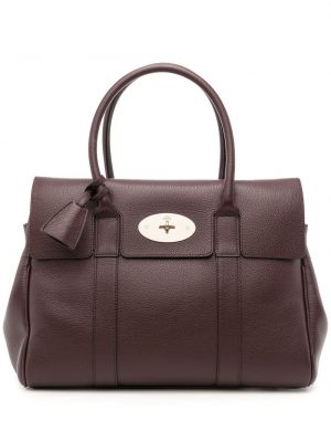 Lær shoppingbag Mulberry lilla