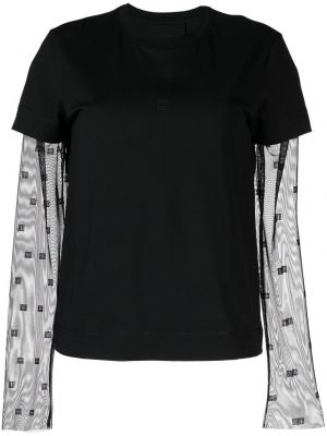 Βαμβακερή μπλούζα με διαφανεια Givenchy μαύρο