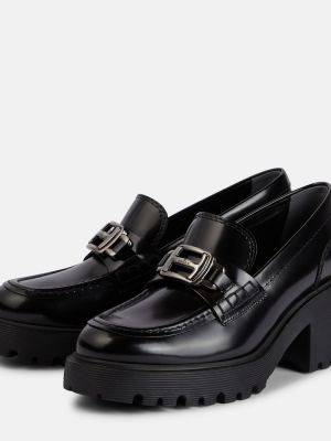 Кожени полуотворени обувки Hogan черно