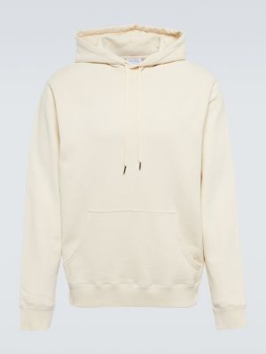 Pamučna hoodie s kapuljačom Sunspel bijela