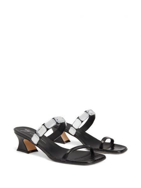 Kožené sandály Giuseppe Zanotti černé