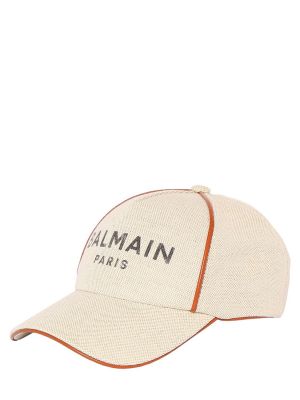 Gorra de algodón Balmain blanco