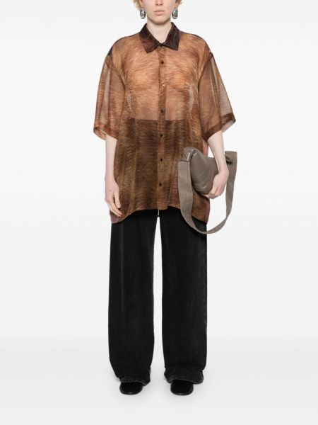 Abstrakte transparente hemd mit print Barbara Bologna braun