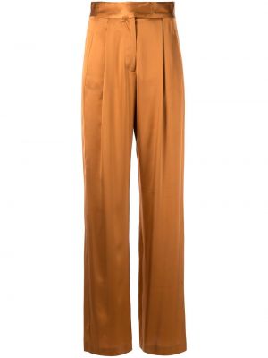 Hedvábné saténové kalhoty relaxed fit Michelle Mason oranžové