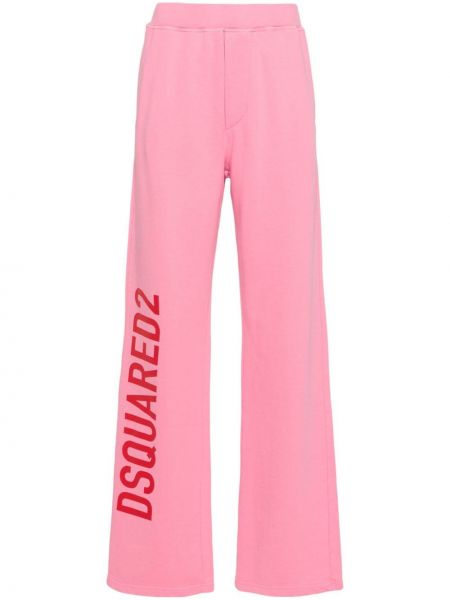 Βαμβακερό αθλητικό παντελόνι με σχέδιο Dsquared2 ροζ