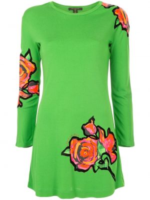 Slim fit mini šaty s potiskem s dlouhými rukávy Louis Vuitton - zelená