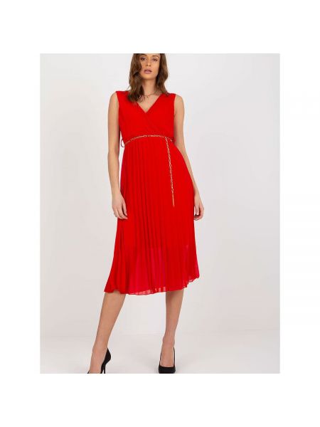 Plisované midi šaty Fashionhunters červené