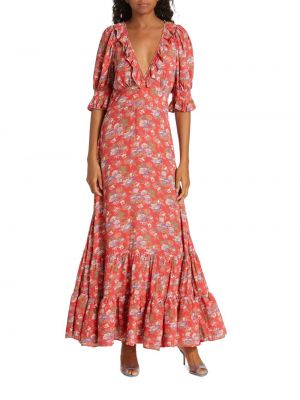 Длинное платье в цветочек с принтом Bytimo красное