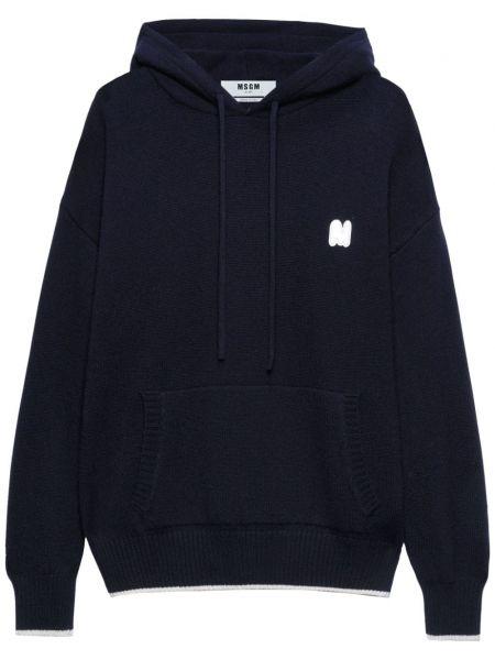 Baskılı triko hoodie Msgm mavi