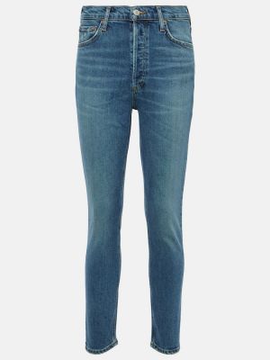 Skinny džíny s vysokým pasem Agolde modré