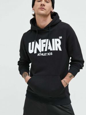 Unfair Athletics pamut melegítőfelső fekete, férfi, nyomott mintás, kapucnis