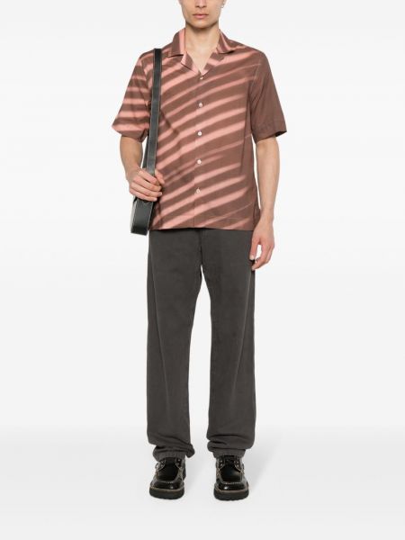 Bavlněná košile s potiskem s abstraktním vzorem Paul Smith růžová