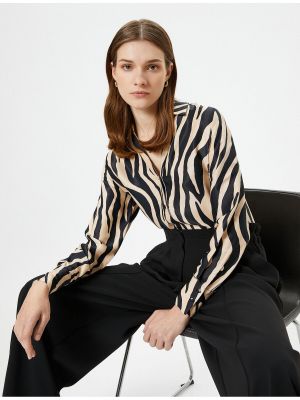 Satenska košulja s gumbima sa zebra printom Koton