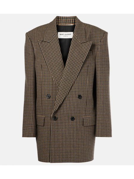 Overdimensioneret kontrolleret uld blazer Saint Laurent beige