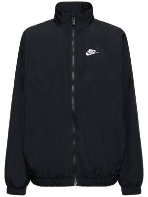 Nylonowa kurtka na zamek pleciona Nike czarna