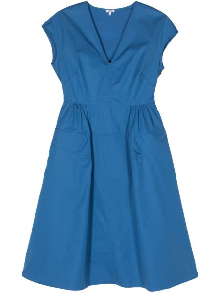 Памучна миди рокля с v-образно деколте Aspesi синьо
