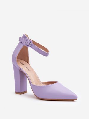 Pantofi cu toc din piele cu toc cu toc înalt Kesi violet