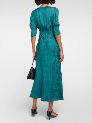 Jacquard midi haljina s cvjetnim printom Rixo zelena