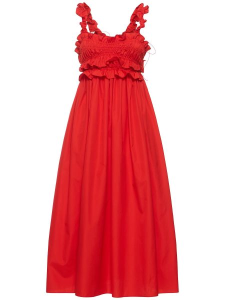 Памучна макси рокля с волани Cecilie Bahnsen червено
