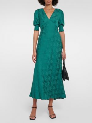 Платье миди в цветочек с принтом из крепа Rixo зеленый
