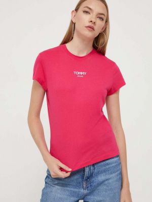 Тениска Tommy Jeans розово