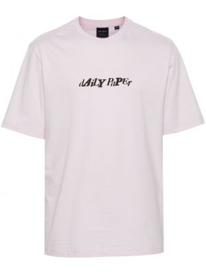 Kokvilnas t-krekls ar apdruku Daily Paper rozā