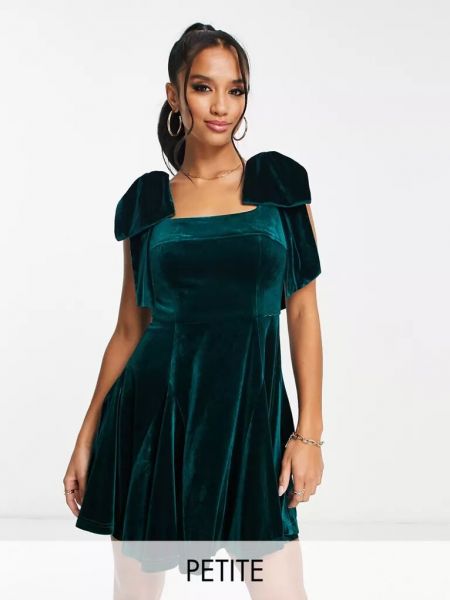 Выпускное бархатное платье мини Forever New Petite зеленое
